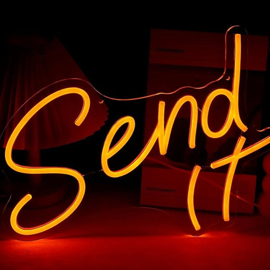 Fun Bright Warm Orange “Send It” LED Night Light Room Wall Decoration