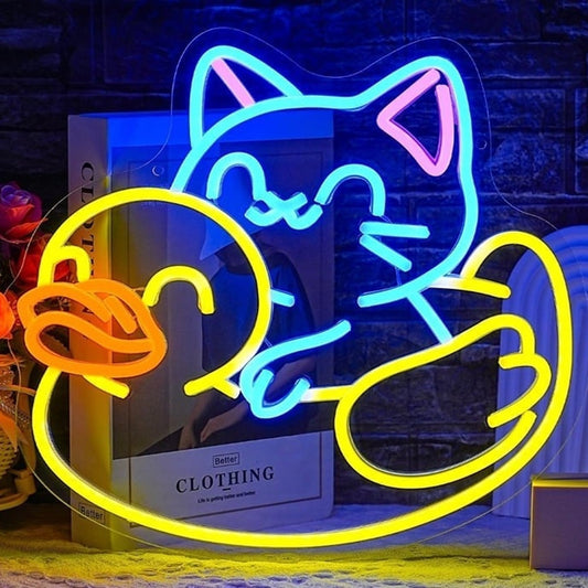 Fun Bright Cute Kitty Cat Riding a Rubber Ducky LED Night Light Room Wall Decor