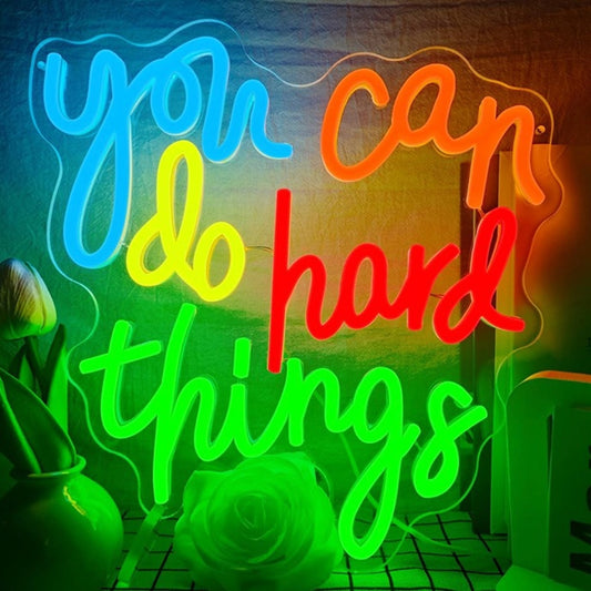 Lovely Bright Colorful “You Can Do Hard Things” LED Night Light Room Wall Decor