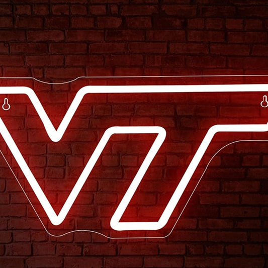 Vivid Bright Red Virgina Tech Hokies LED Night Light Sports Room Wall Decor