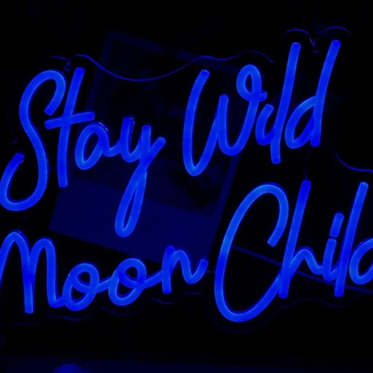Fun Bright Blue “Stay Weird Moon Child” LED Night Light Room Wall Decoration