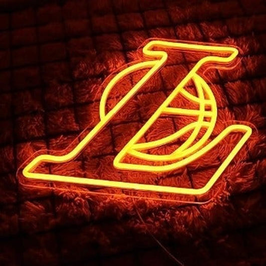 Vivid Bright Orange Los Angles Lakers Basketball LED Light NBA Sport Decor