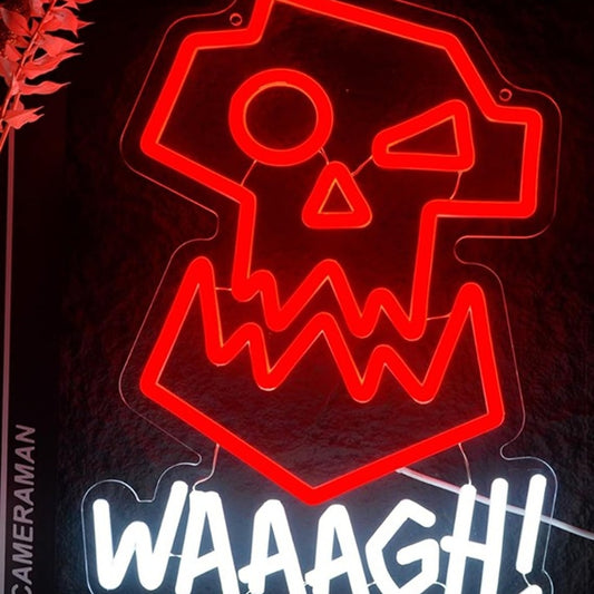 Fun Bright Red “WAAARGH!” Orks LED Light Warhammer 40K Video Game Decor