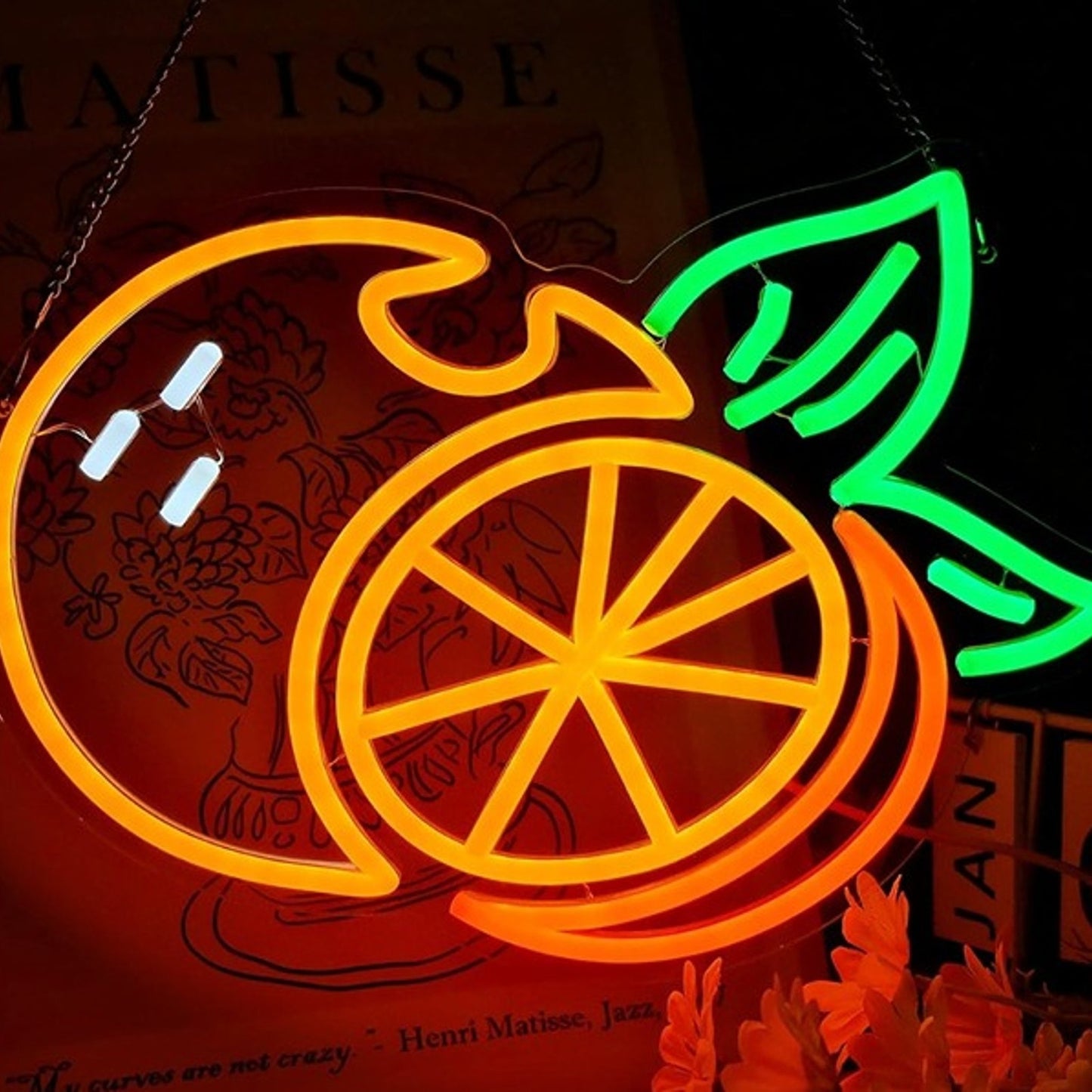 Tasty Bright Orange Slice LED Night Light Fruit Room Wall Decoration