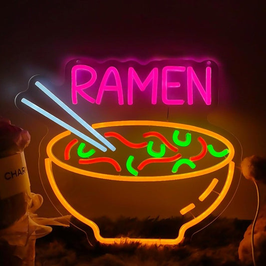 Tasty Bright Yellow Bowl of Ramen Noodles LED Night Light Room Wall Decor