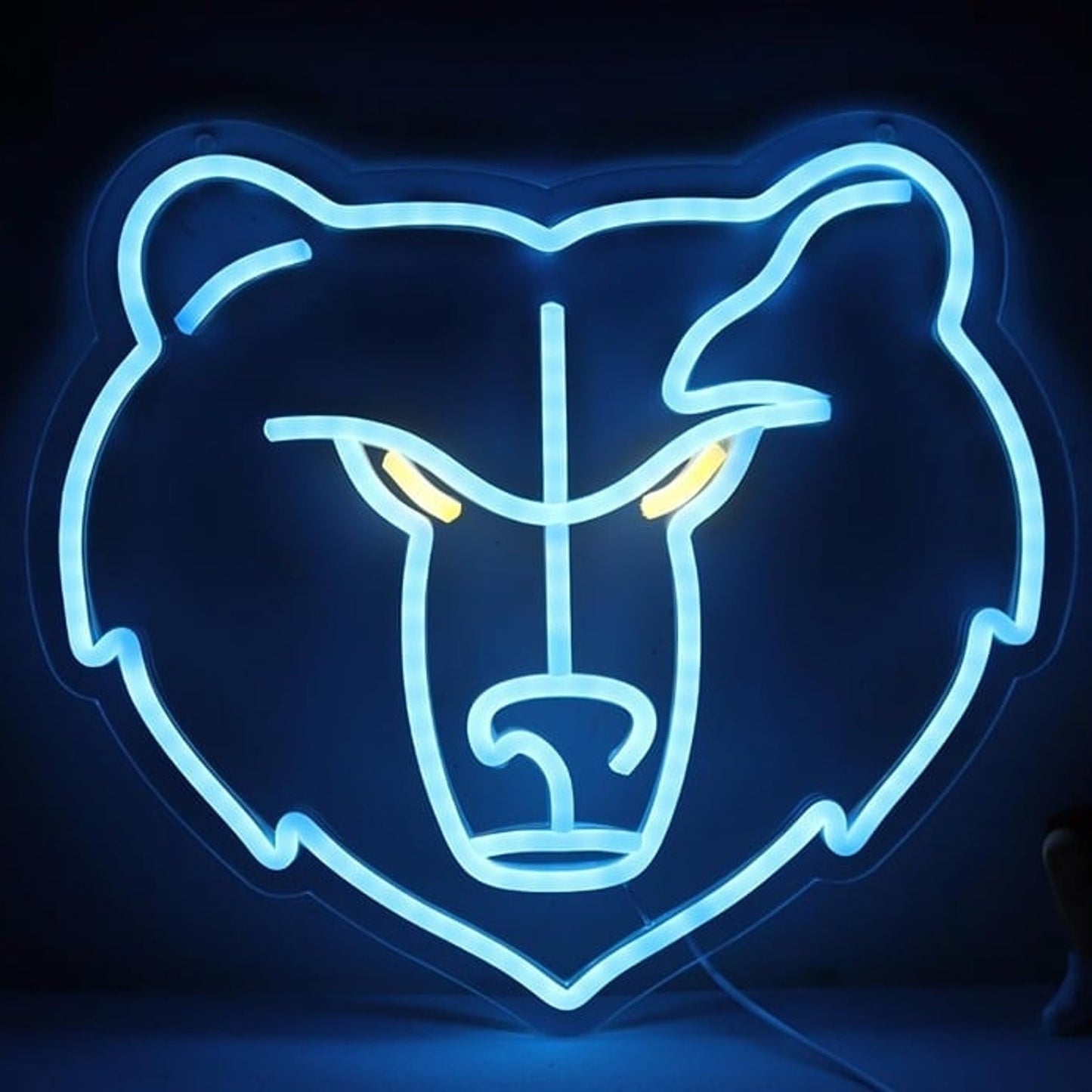 Vivid Bright Blue Memphis Grizzlies LED Night Light NBA Basketball Neon Decor