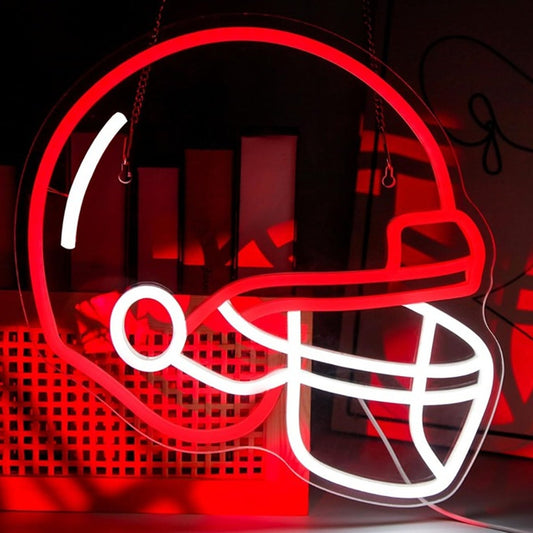 Vivid Bright Red Football Helmet LED Night Light NFL Sport Room Wall Decoration