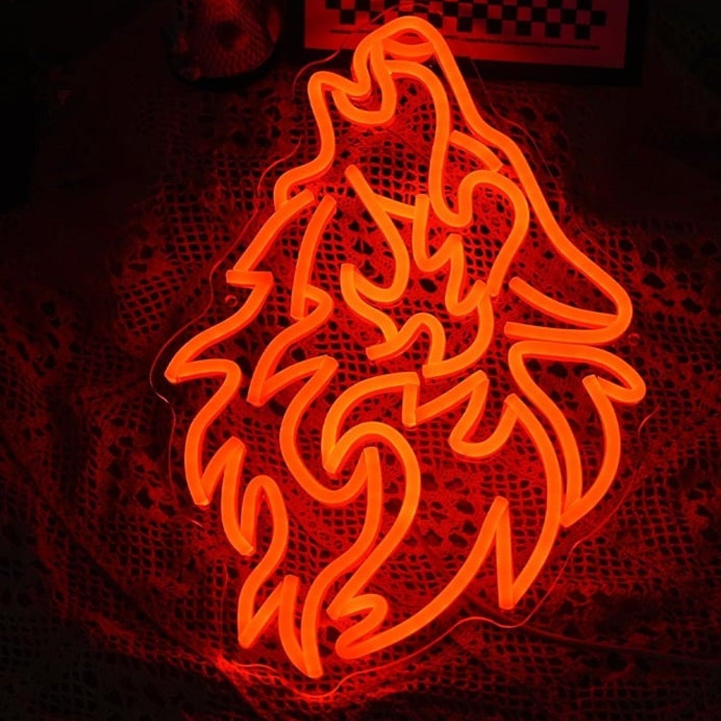 Vivid Bright Red Howling Wolf LED Night Light Room Wall Decoration