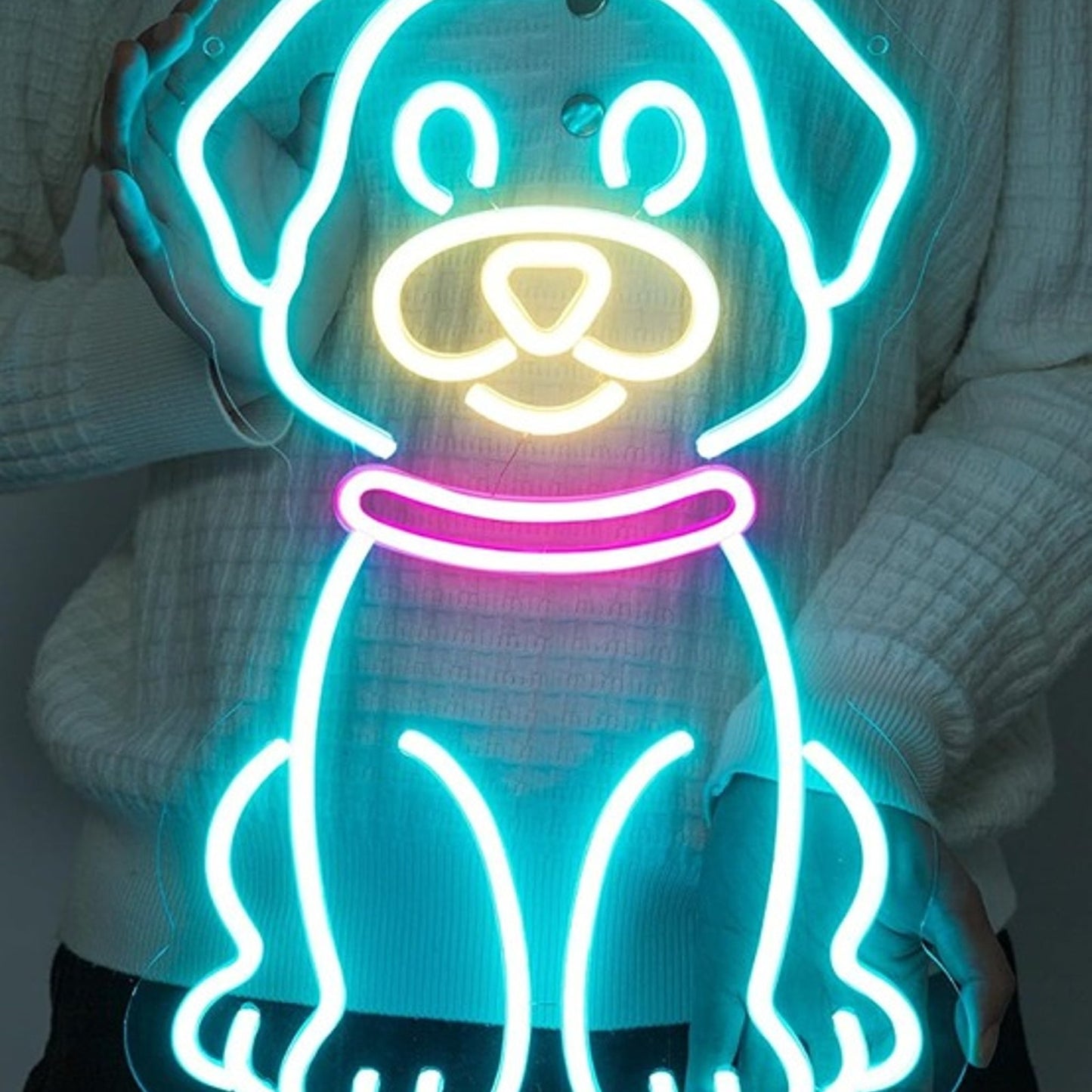 Cute Bright Blue Puppy Dog LED Night Light Room Wall Pet Decoration