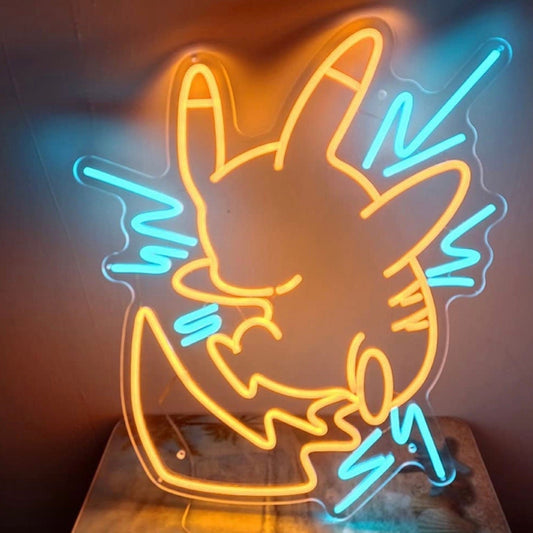 Fun Bright Yellow Thunder Pikachu Pokemon LED Night Light Japan Anime Room Decor