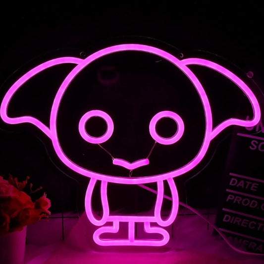 Fun Bright Pink Little Dobby LED Night Light Harry Potter Room Wall Decor