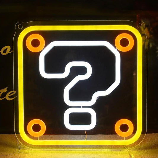 Fun Bright Question Block Super Mario LED Night Light Game Room Wall Decor
