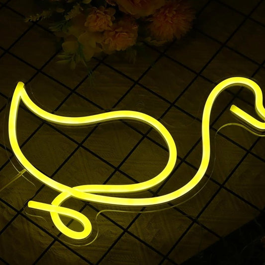 Lovely Bright Yellow String Duck Duckling LED Night Light Room Wall Decor