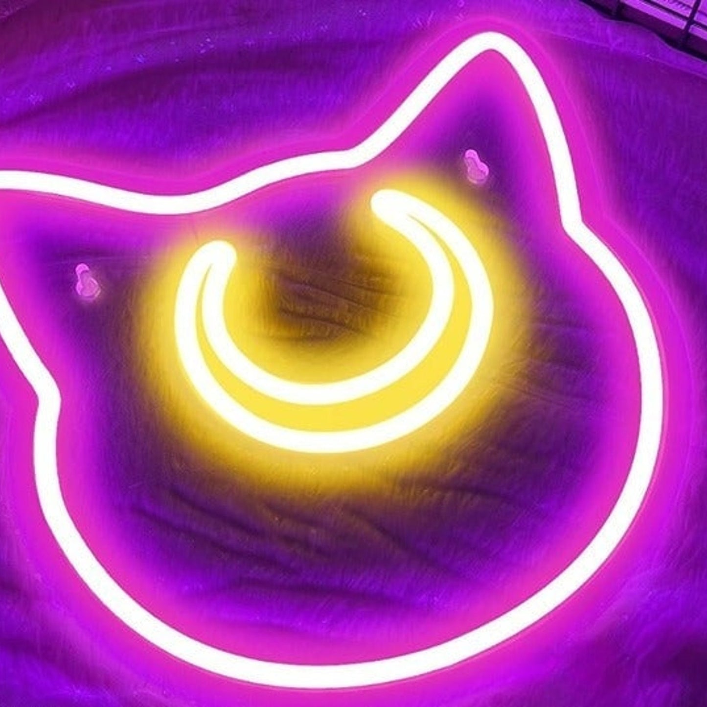 Cute Bright Pink Simple Luna Cat Sailor Moon LED Night Light Anime Decor