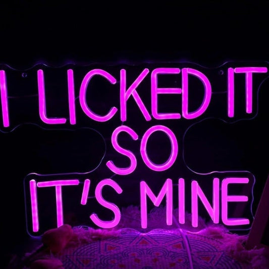 Fun Bright Pink “I Licked It So It’s Mine” LED Night Light Room Wall Decor