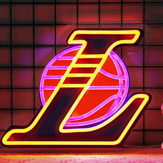 Vivid Bright Gold/Pink Los Angeles Lakers NBA Basketball Logo LED Light