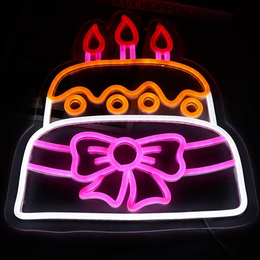 Lovely Bright Pink Bow Cake LED Night Light Room Wall Decoration