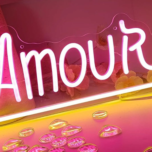 Lovely Bright Pink / Yellow “Amour” LED Night Light Room Wall Decoration