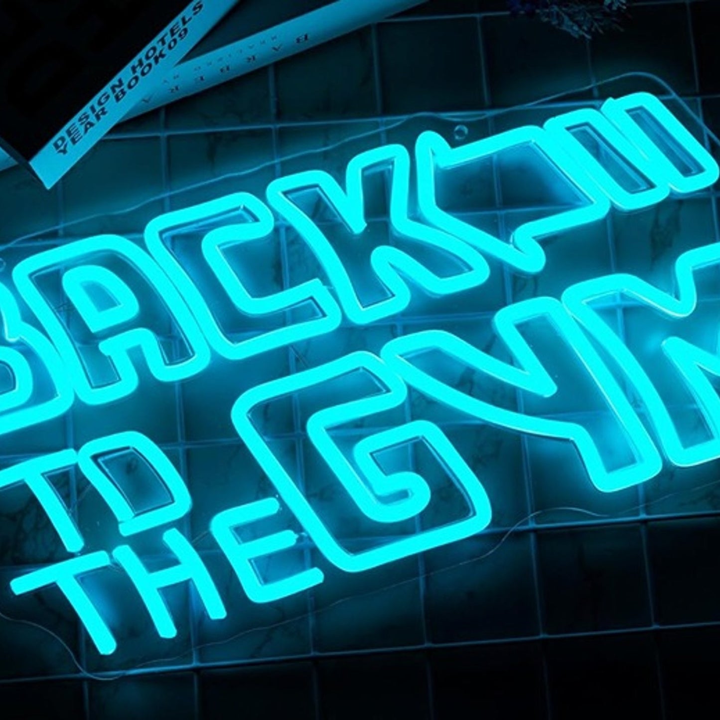 Fun Bright Blue “Back to the Gym” LED Night Light Room Wall Decoration