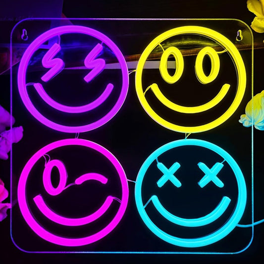 Vivid Bright Fun Colorful Smiley Faces LED Night Light Room Wall Decoration