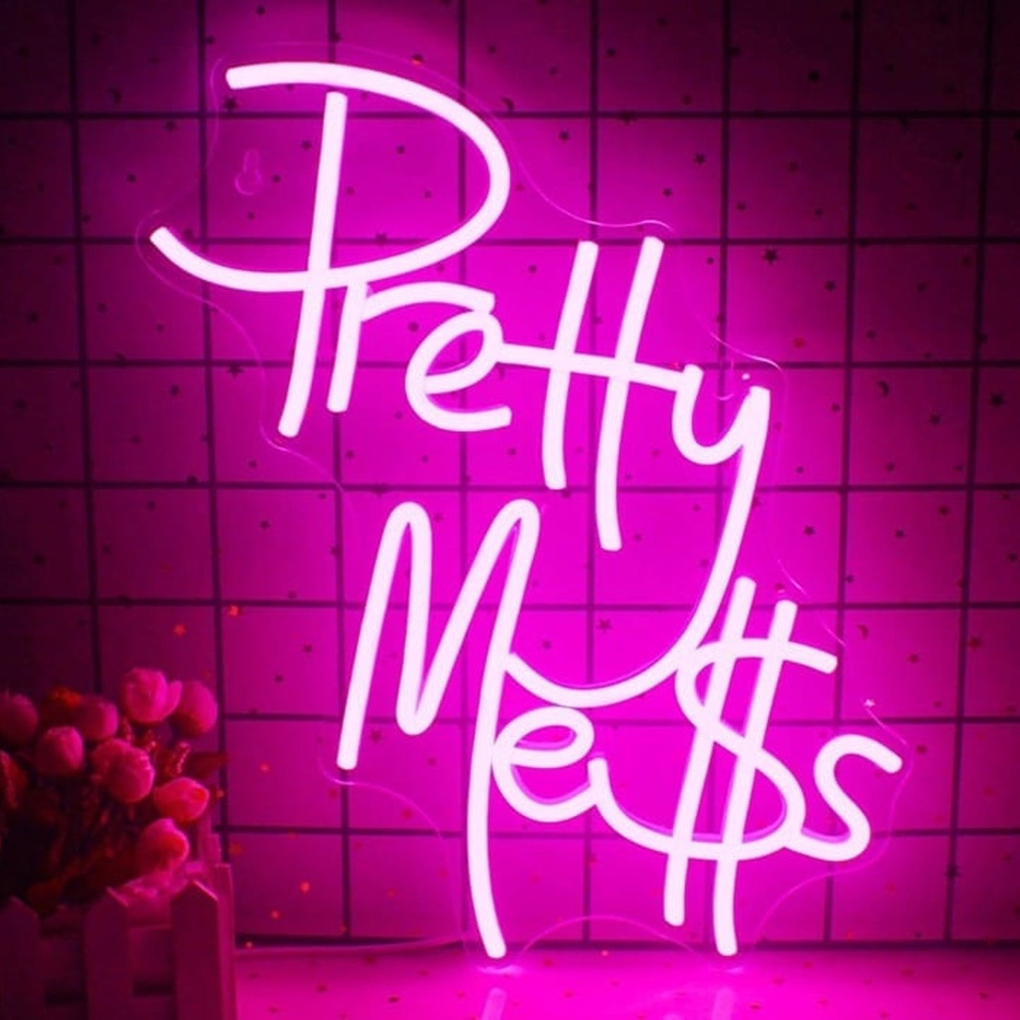 Fun Bright Pink “Pretty Mess” LED Night Light Room Wall Decoration
