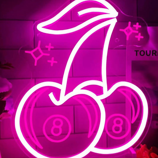 Lovely Bright Pink Cherries LED Night Light Room Wall Decoration