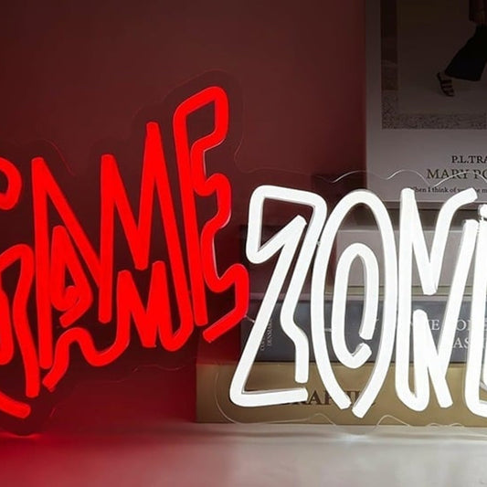 Fun Bright Red / White “Game Zone” LED Night Light Room Wall Decoration