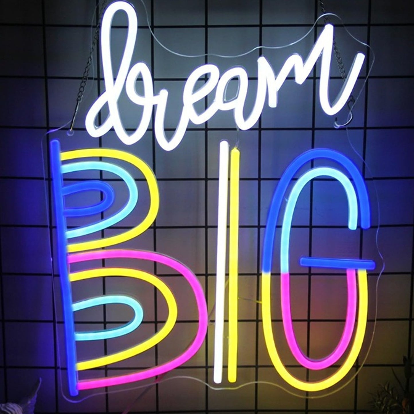 Vivid Bright Colorful “Dream Big:ED LED Night Light Motivation Decoration