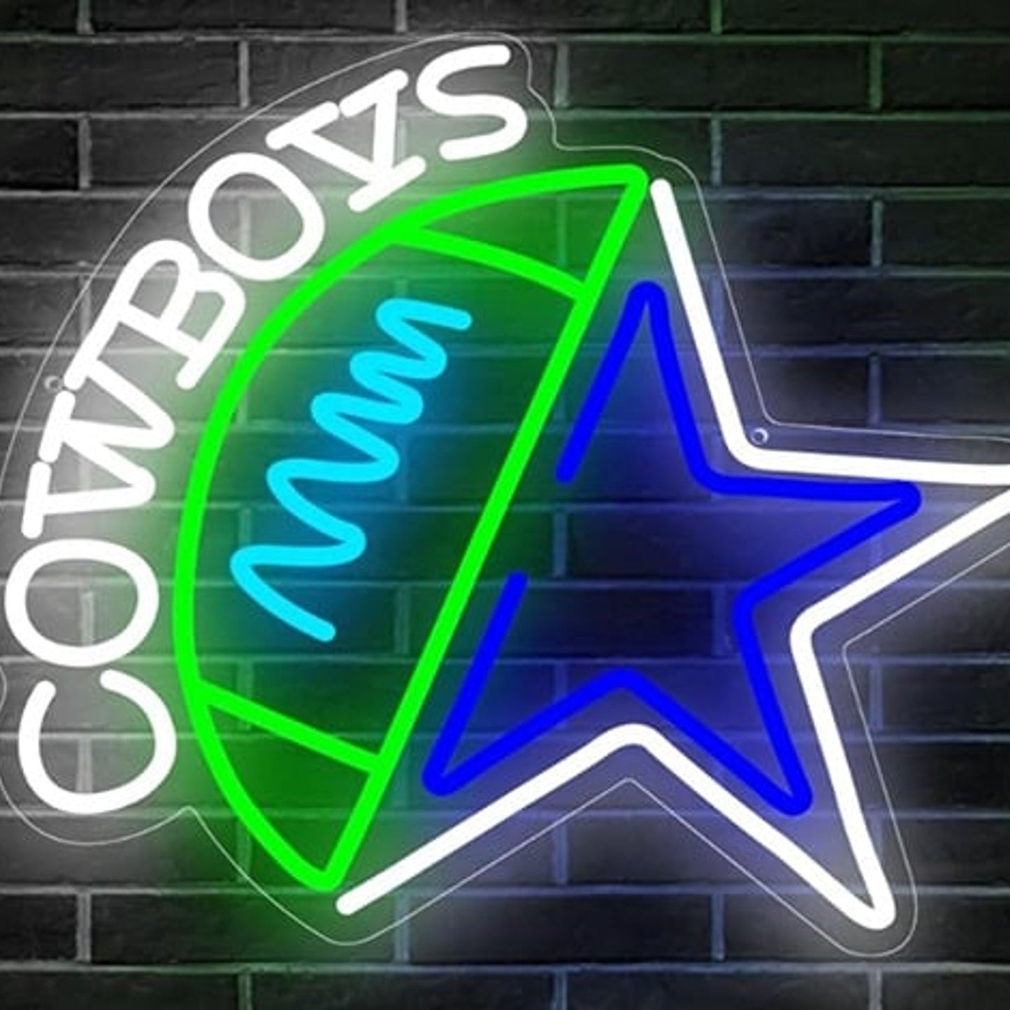 Vivid Bright Dallas Cowboys LED Night Light Football NFL Sport Room Wall Decor