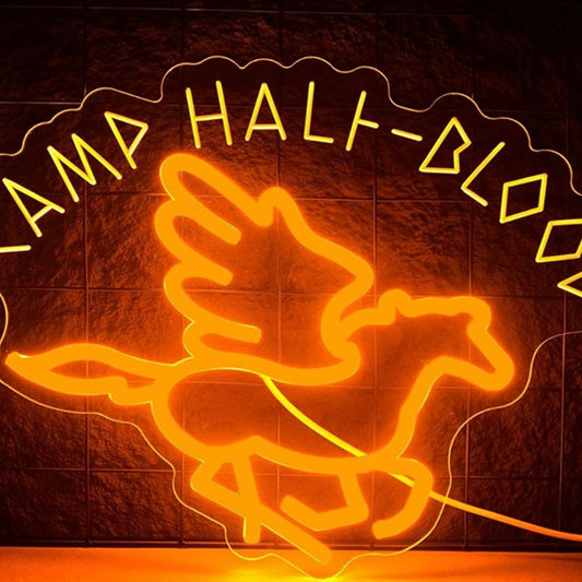 Vivid Bright Orange Flying Horse “Camp Half-Blood” Light The Lightning Thief Dec