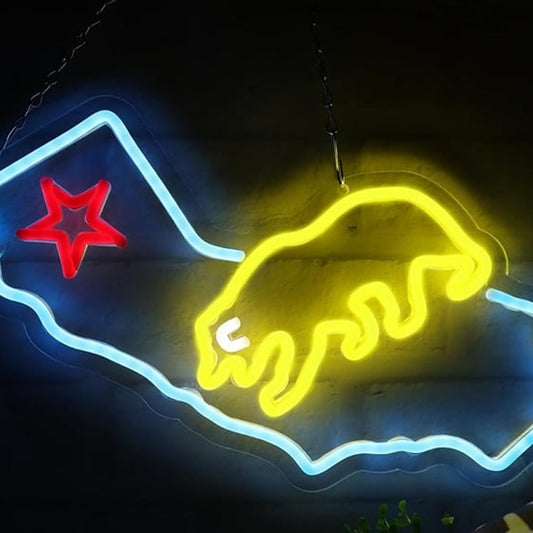 Vivid Bright Cool Blue California State LED Night Light Room Wall Decor