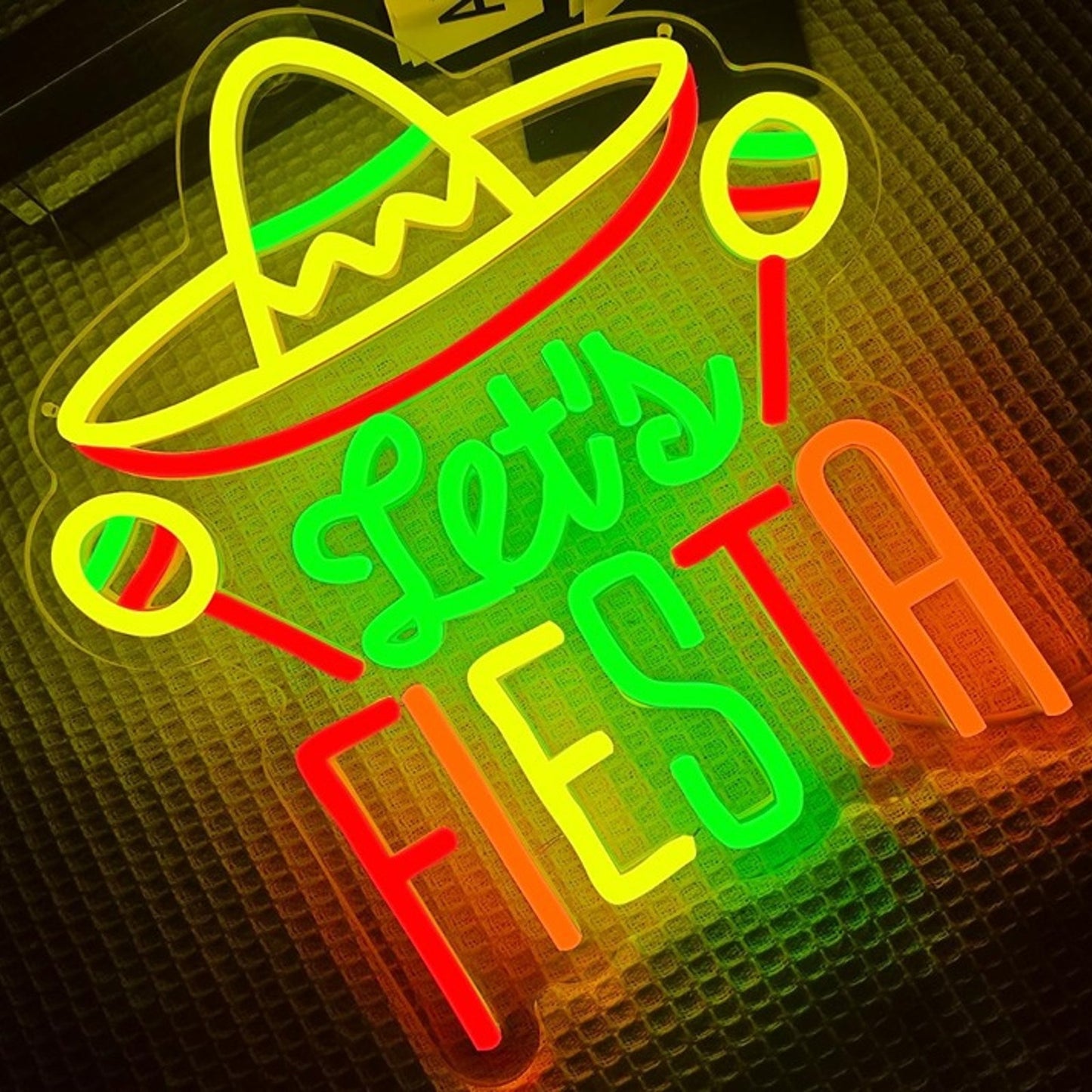 Fun Bright Colorful “Let’s Fiesta” Maracas Sombrero Light Mexican Party Decor