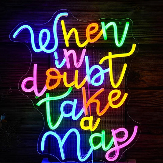 Fun Bright Colorful “When in Doubt Take a Nap” LED Night Light Room Wall Decor