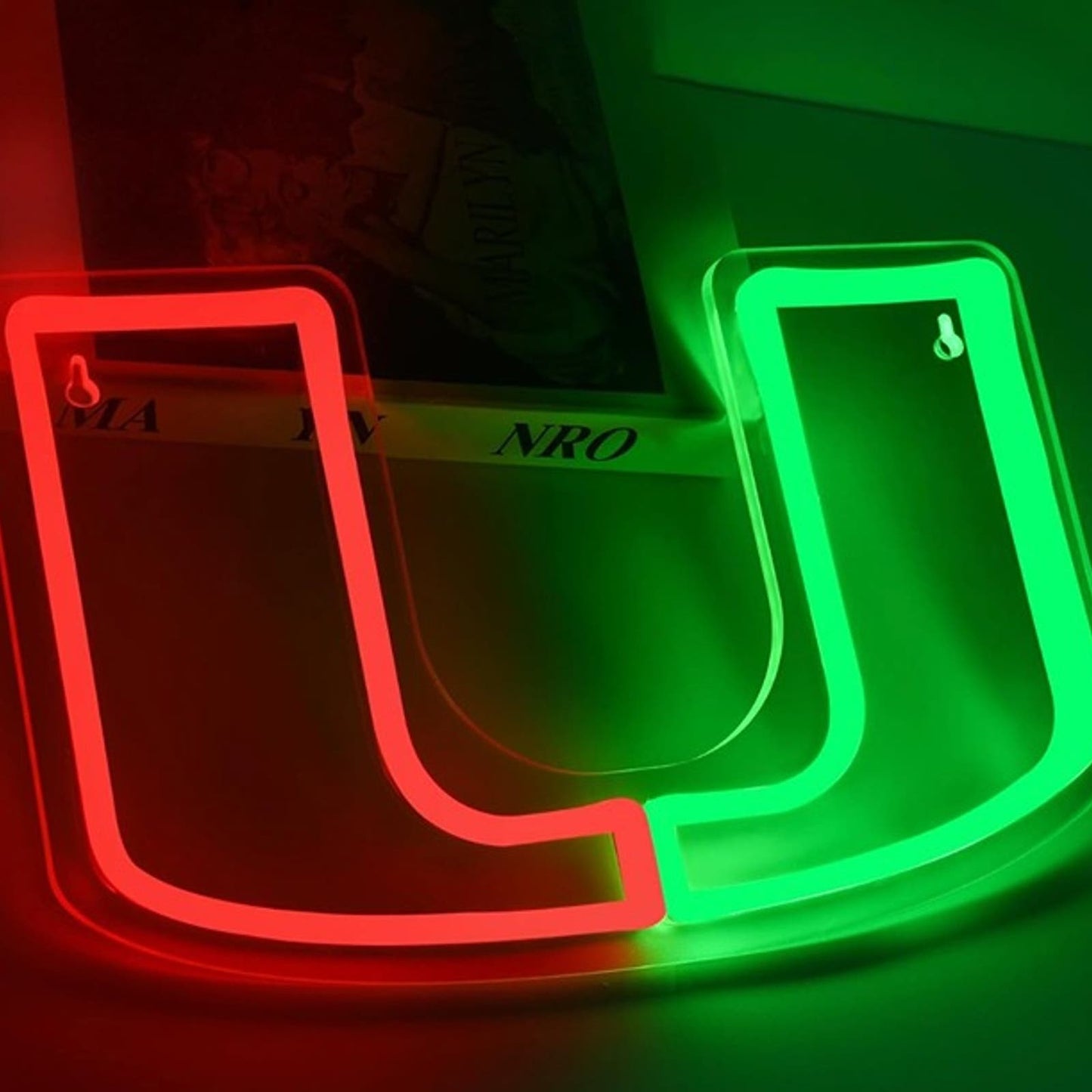 Vivid Bright Miami Hurricanes U Logo LED Night Light University Decor