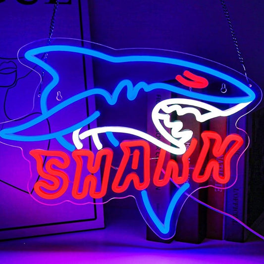 Vivid Bright Blue Raging “Shark” LED Night Light Room Wall Decoration