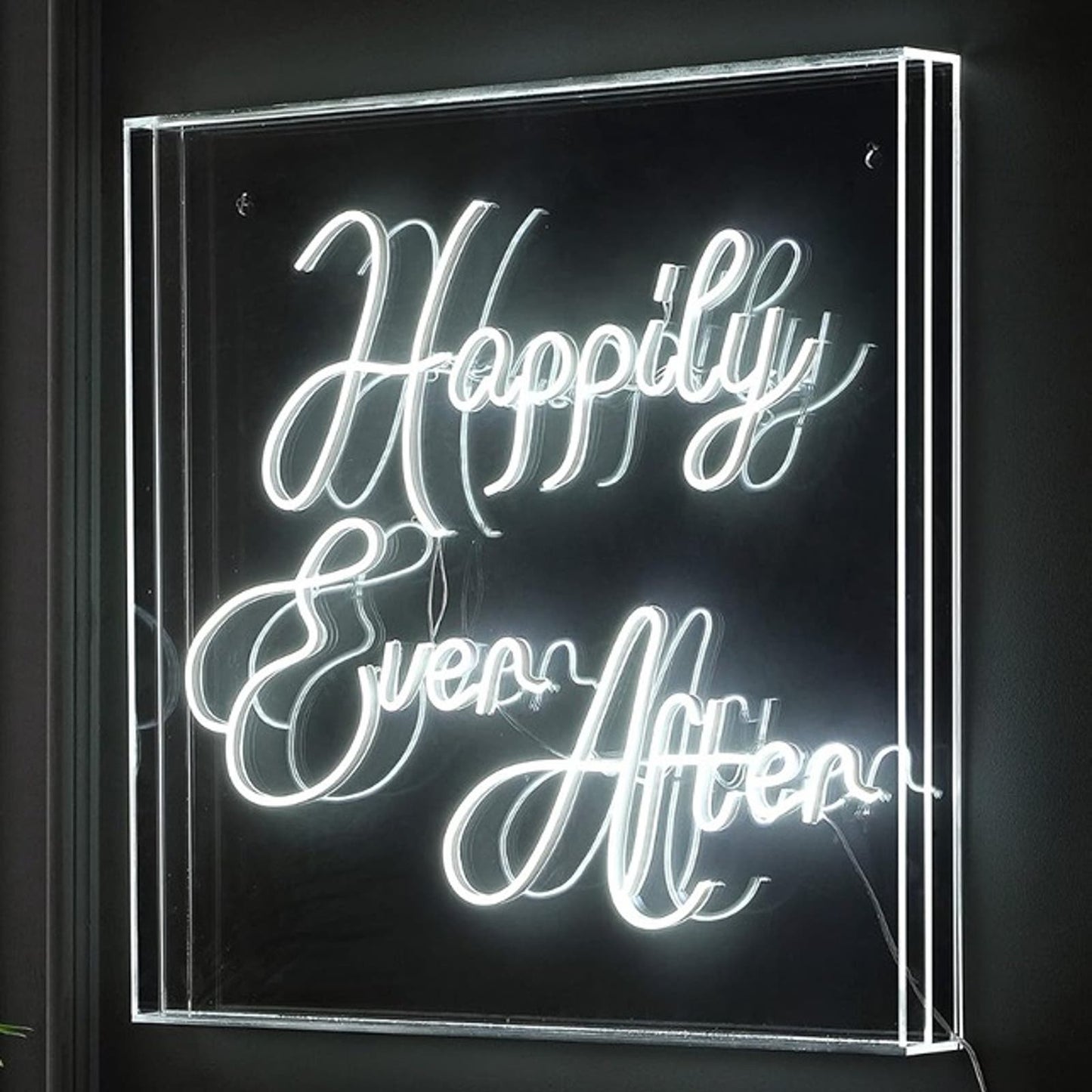 Lovely Large Bright White “Happily Ever After” LED Night Light Box Room Wall Dec