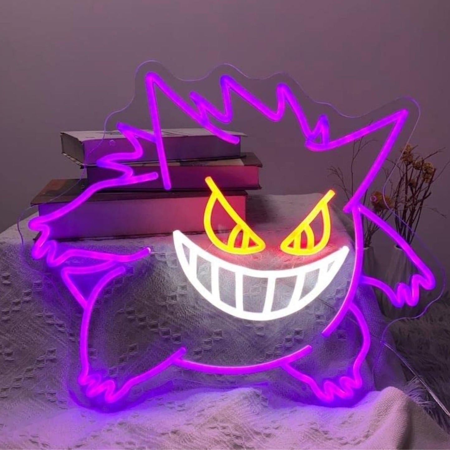 Fun Bright Crazy Purple Gengar Pokemon LED Night Light Game Room Wall Decoration