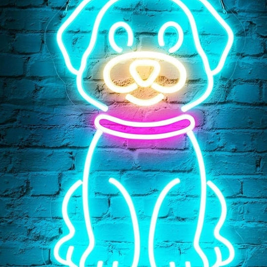 Cute Bright Blue Puppy Dog LED Night Light Room Wall Pet Decoration