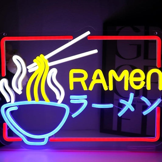 Vivid Bright Colorful Ramen Noodle Sign Restaurant Room Wall Decoration
