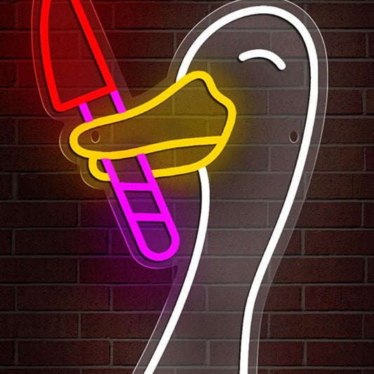 Fun Bright Goose Duck With a Knife LED Night Light Room Wall Decoration