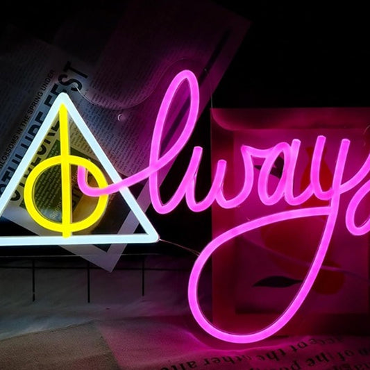 Fun Bright Pink “Always” Sign of the Deathly Hallows LED Night Light Room Decor