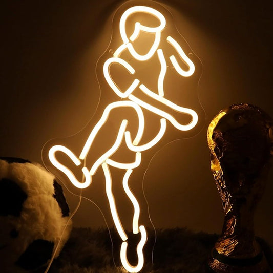 Vivid Warm Bright Man Playing Soccer LED Night Light Room Wall Sport Decoration