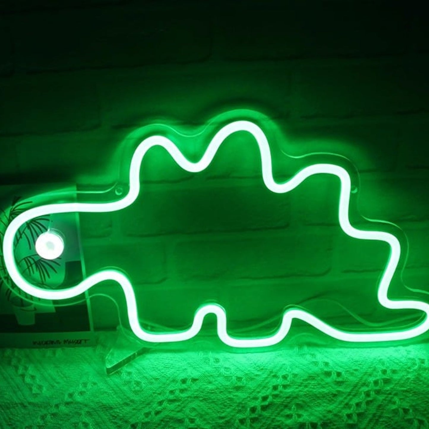 Cute Bright Green Baby Dinosaur LED Night Light Room Wall Decoration