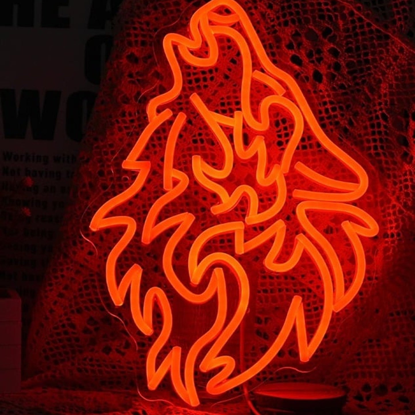 Vivid Bright Red Howling Wolf LED Night Light Room Wall Decoration