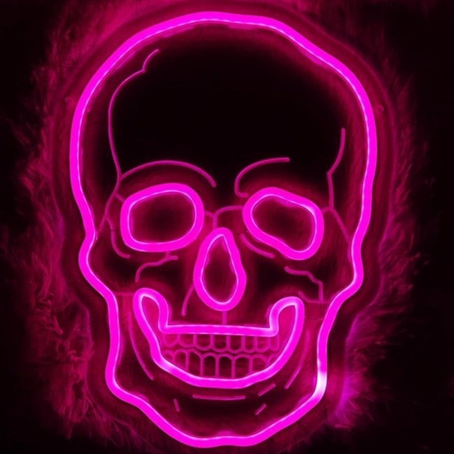 Spooky Bright Pink Skeleton Skull LED Night Light Room Wall Decoration