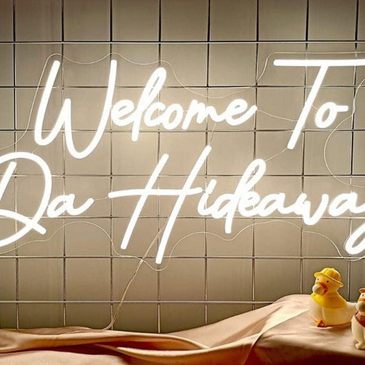 Vivid Bright White “Welcome to the Hideaway” LED Night Light Room