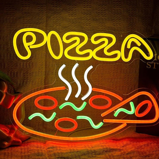 Tasty Bright Colorful “Pizza” LED Night Light Wall Restaurant Sign Decoration