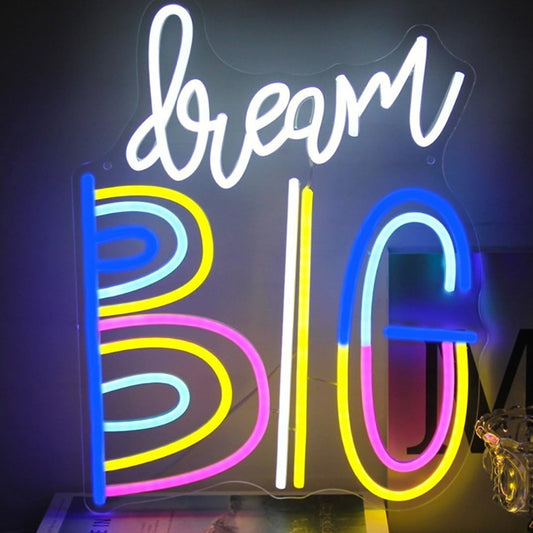 Vivid Bright Colorful “Dream Big:ED LED Night Light Motivation Decoration