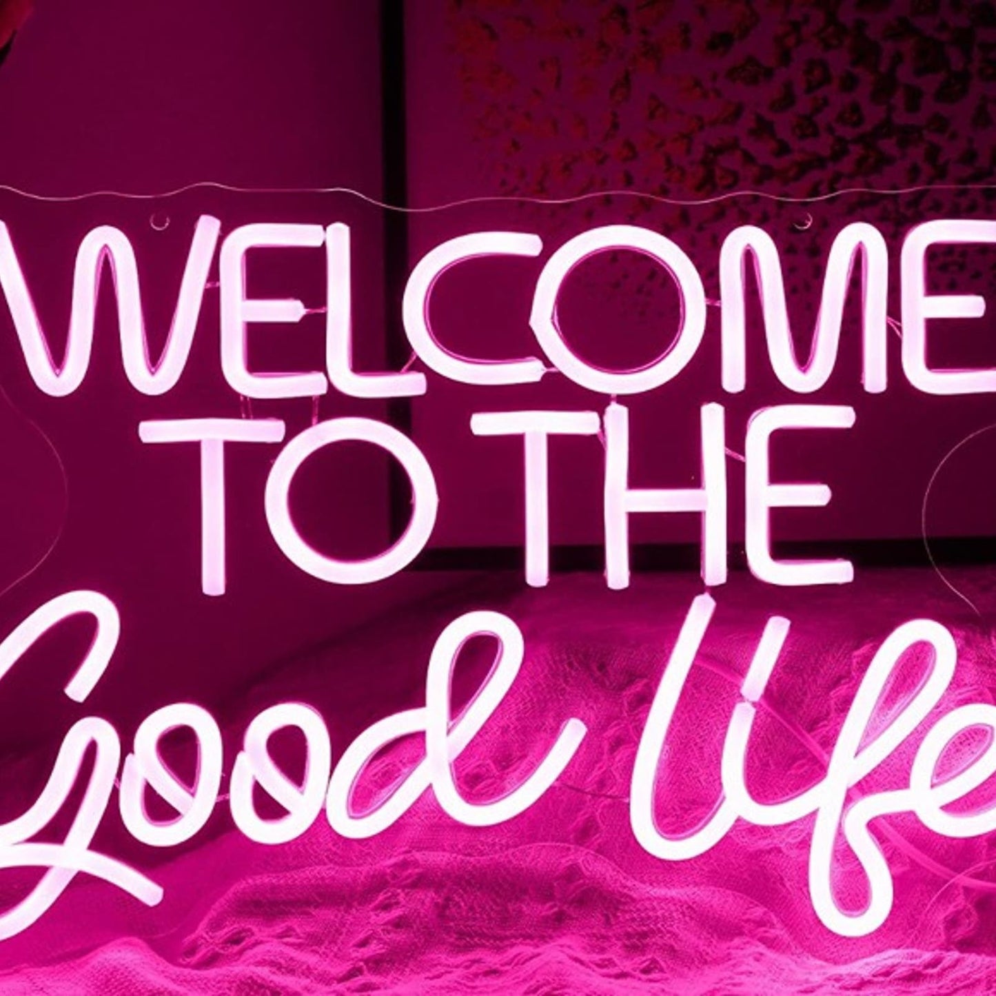 Lovely Bright Pink “Welcome to the Good Life” LED Night Light Room Wall Decor
