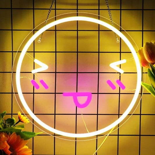 Fun Vivid Bright Blushing Smiley Face LED Night Light Room Wall Decor